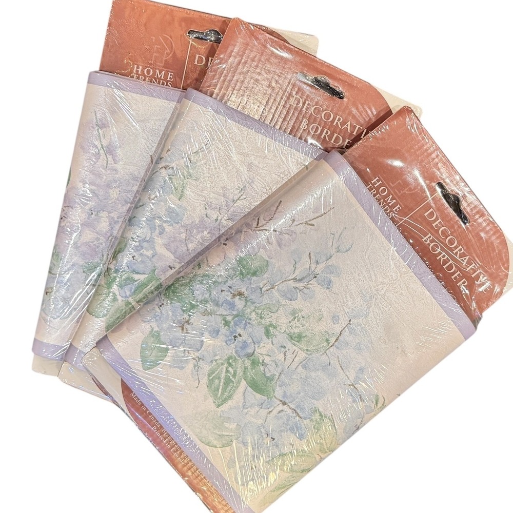 Home Trends Wisteria Floral Wallpaper Border 3 Packs VR74575F Purple Blue 15 Yds